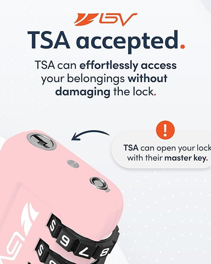 TSA Accepted Luggage Travel Lock, Set-Your-Own Combination Lock for School Gym Locker, Luggage Suitcase Baggage Locks, Filing Cabinets, Toolbox, Case (Pink, 1 Pack)