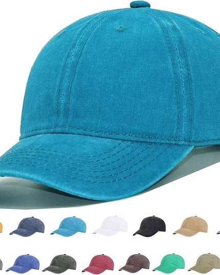 YEANIY Vintage Washed Cotton Plain Baseball Caps Adjustable Unstructured Soft Blank Casual Dad Ball Hats for Men Women