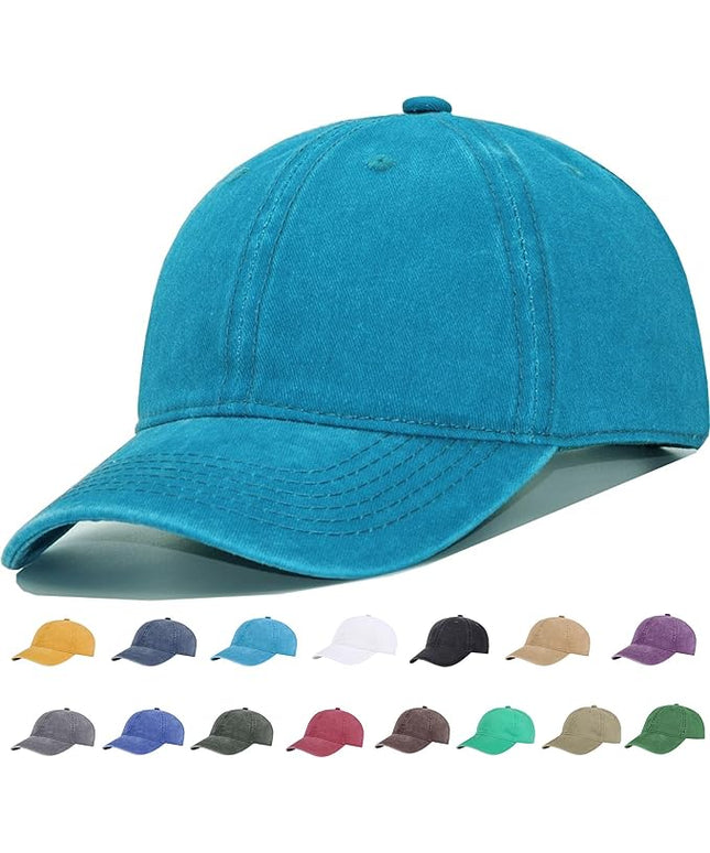 YEANIY Vintage Washed Cotton Plain Baseball Caps Adjustable Unstructured Soft Blank Casual Dad Ball Hats for Men Women