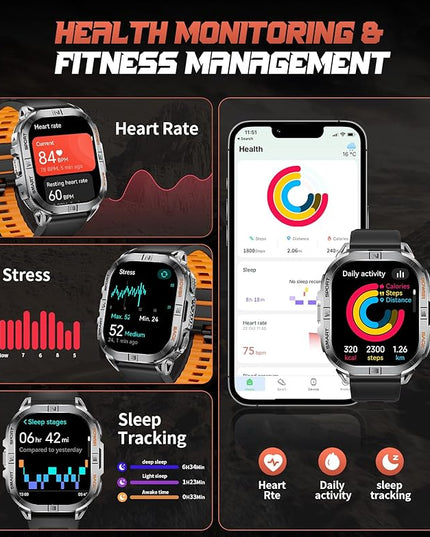 GPS Military Smart Watch for Men(Answer/Call), 2.13'' Smartwatch,60 Days Battery,6 Satellite Positioning/Compass,5 ATM Fitness Tracker with Flashlight/Heart Rate/Sleep/100+ Sport Modes for Android/iOS