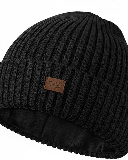 Merino Wool Beanie Hat for Men Women - Thermal Knitted Winter Hat for Large Heads Hiking Running Cap Wrap for Cold Weather
