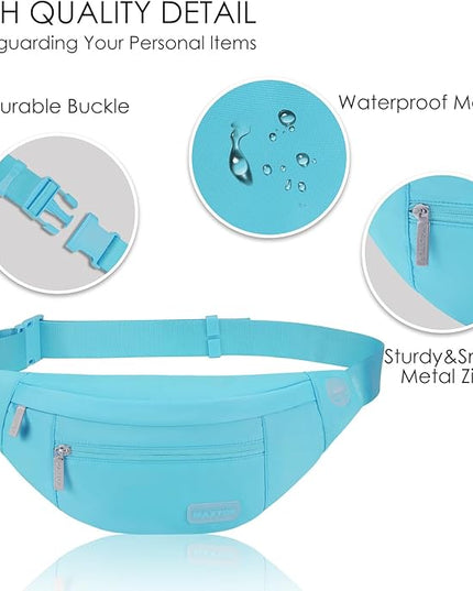 MAXTOP Large Crossbody Fanny Pack with 4-Zipper Pockets,Gifts for Enjoy Sports Festival Workout Traveling Running Casual Hands-Free Wallets Waist Pack Phone Bag Carrying All Phones
