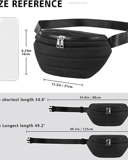 Fanny Packs for Women Fashion Waist Packs Quilted Puffer Belt Bag Puffy Crossbody Bags Sling Purse for Women Travel Running