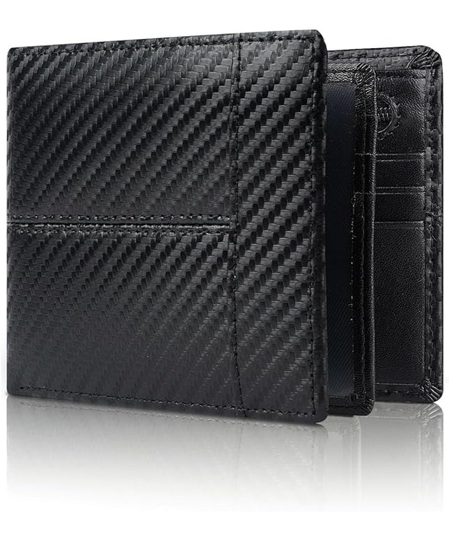 Swallowmall Leather Wallet for Mens Genuine Leather RFID Blocking Bifold Wallets with 1 ID Window 15 Card Slots