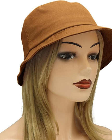 Umeepar Unisex Cotton Packable Bucket Hat Sun Hat Plain Colors for Men Women