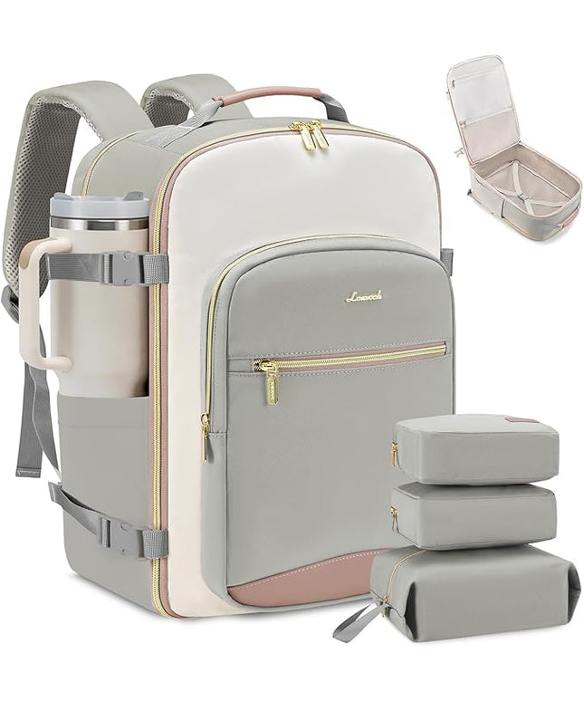 LOVEVOOK 50L Travel Backpack for Women & Men, Airline Approved Carry On Luggage with 3 Packing Cubes, TSA Overnight Bags, Waterproof Personal Item Bag, Weekender Essentials Backpacks fits 17" Laptop