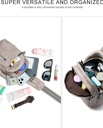 7L Sling Bag For Women Men Backpack Fanny Pack Crossbody Chest Travel Shoulder Belt Bags Purse Handbag PU Leather
