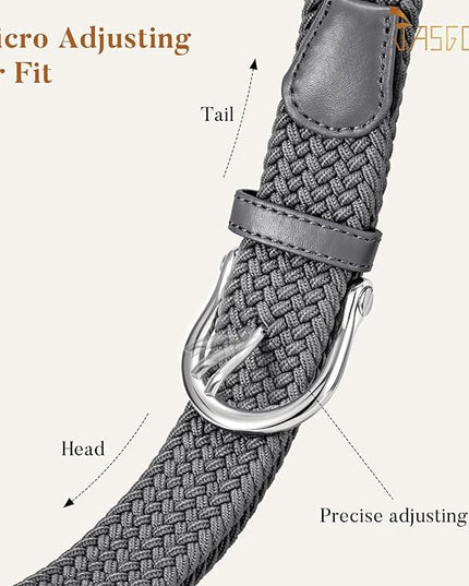 JASGOOD Women Elastic Braided Woven Belt Stretch Canvas Casual Belt 1.4'' for Golf Jeans Pants