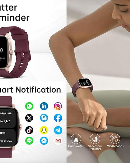 Smart Watches for Women Men with Bluetooth Call & AI Voice, 1.85" HD Fitness Tracker with Heart Rate SpO2 Sleep Monitor, 100+ Sports Modes,Mini Games, IP68 Waterproof Smartwatch for Android iOS Phones