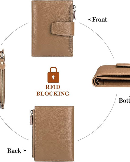 FALAN MULE Small Wallet for Women Leather Bifold Compact RFID Blocking Small Womens Wallet Purse