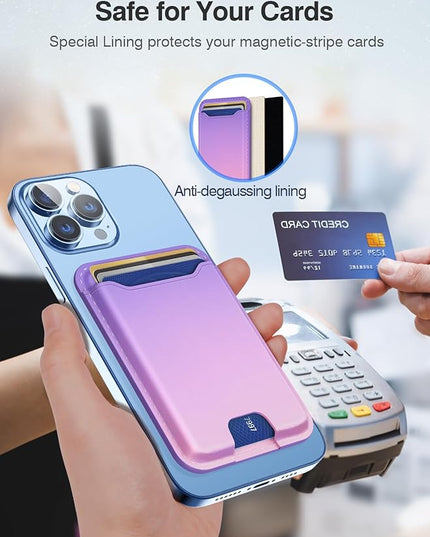TopMade for Magsafe Wallet, Strongest Magnetic Card Holder for iPhone 17, iPhone 16/15/14/13/12 Series, Leather Magnetic Phone Wallet with Powerful Magnets, RFID Blocking, Fit 4 Cards, Fuschia Fade