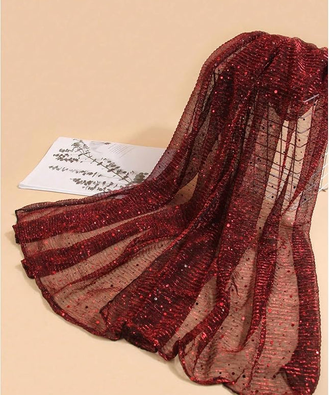 Floerns Women's Sequin Bandana Square Scarf Silk Scarves Mesh Shawl and Wrap for Evening Dresses