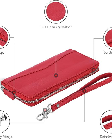 Oak Leathers Leather Wallet/Clutch/Purse for Women - RFID Womens Wallet Clutch with 8 Credit Card Holder, Coin Pocket, Gift for Women’s