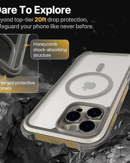 MAGEASY Designed for iPhone 16 Case with Strap - [Camera Control Button Coverage] 20ft Ultimate Drop Protection Compatible with MagSafe, Vegan Leather Frame | Odyssey Strap M