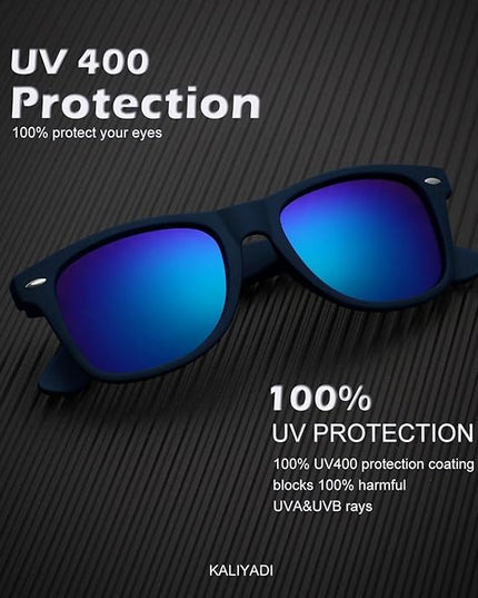 KALIYADI Polarized Sunglasses for Men and Women Matte Finish Sun glasses Color Mirror Lens UV Blocking (3 Pack)