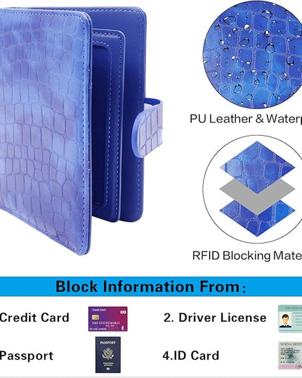 Melsbrinna Rfid Passport Holder for Travel women/Men, Cute Passport Wallet Rfid Blocking Card Slots, Rfid Passport Cover/CaseTravel Wallet, Passport Book Holder (1, Blue3)