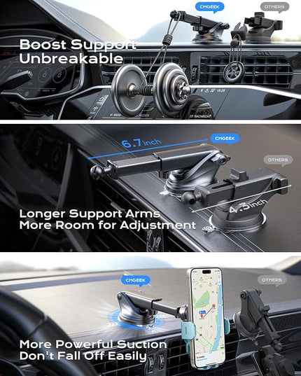 CHGeek Wireless Car Charger, 15W Fast Charging Auto Clamping Car Charger Phone Mount Phone Holder fit for iPhone 16 15 14 13 12 Pro Max 11 XR XS, Samsung Galaxy S25 Ultra S24 S23 S22, Dark Teal