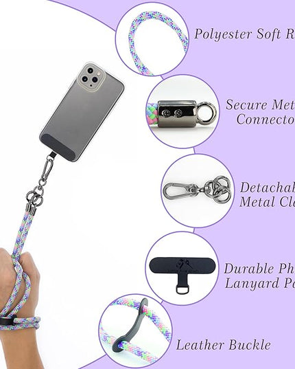 Phone Lanyard Universal Cell Phone Strap Crossbody Strap for iPhone Lanyard Around the Neck Extra Long Rope with Tether Tab for Men and Women (Bubblegum Color)