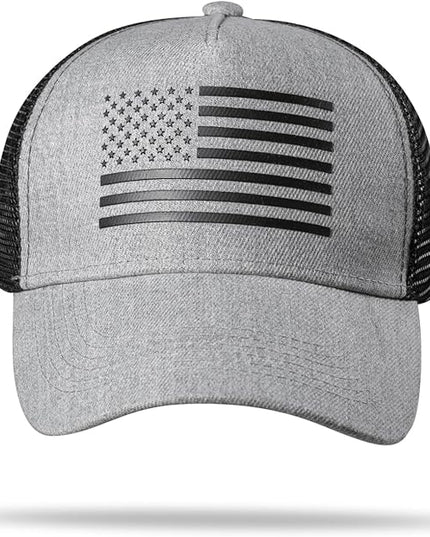 American Flag Trucker Hat - Snapback Hat, Baseball Cap for Men Women - Breathable Mesh Side, Adjustable Fit - for Casual Wear