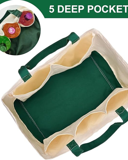 3 Pcs Reusable Grocery Bags - Heavy Duty Canvas Bag, 8.3 gal Foldable Large Canvas Tote Bag with Handles, Holds 60 lbs Tote Shopping Bags,100% Cotton（Retro Green）