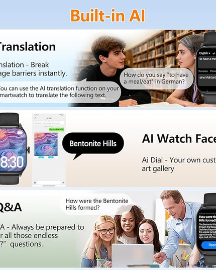 Smart Watch for Women Men with Text and Call, 2025 New AI Smartwatches with Heart Rate/SpO2/Sleep/Stress Monitor, 100+ Sports Modes, GPS Fitness Watches Compatible with iOS/Android (Map, Black)