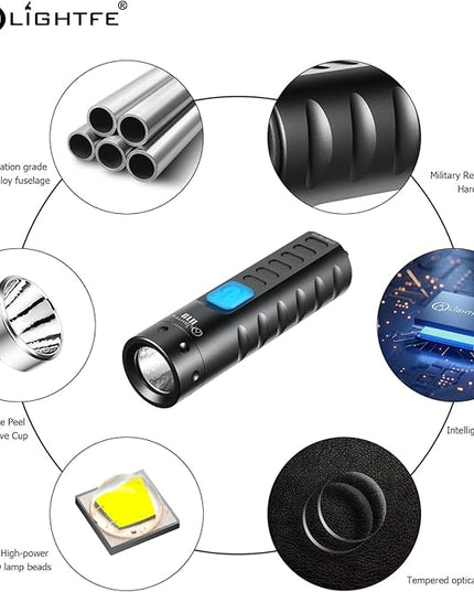 LIGHTFE U19 Super Bright Mini Keychain Flashlight | 150 Lumens | USB-C Fast Charging | Aviation Aluminum | Waterproof and Drop-Resistant | Must-Have for Emergency EDC