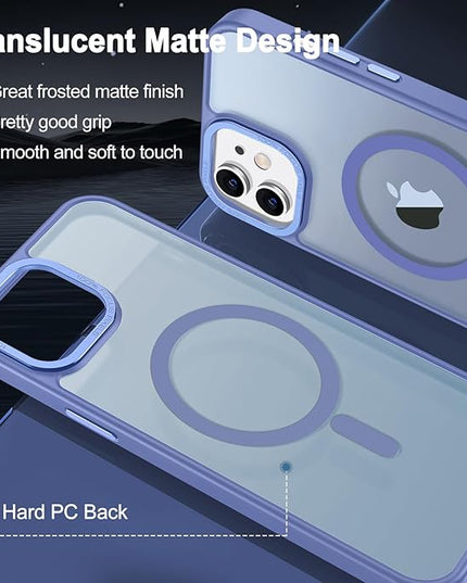 Hython Case for iPhone 12 Case Magnetic Translucent Matte Phone Cases 6.1" [Compatible with MagSafe] Thin Slim Fit Shockproof Bumper Hard Protective Cover for Women Men Girls, Light Blue