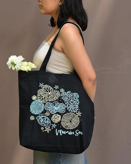 Ecoright Aesthetic Canvas Tote Bag for Women Large Zipper Tote Bags with Pocket, Womens Tote Bag for Yoga, Work, Beach