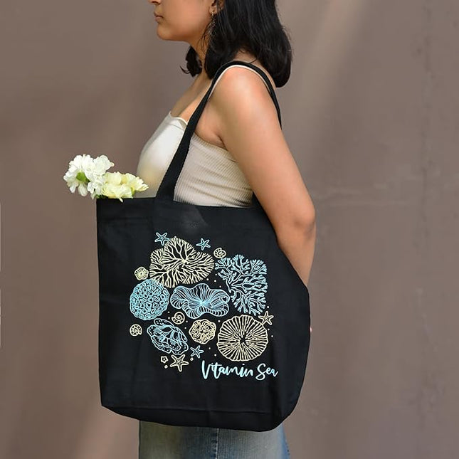Ecoright Aesthetic Canvas Tote Bag for Women Large Zipper Tote Bags with Pocket, Womens Tote Bag for Yoga, Work, Beach