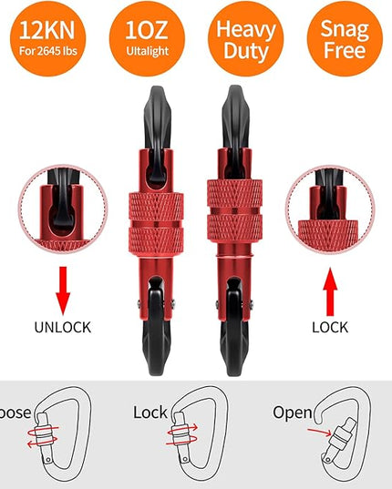 Carabiner Clips Heavy Duty 12kN (2697 lbs)-Lightweight Locking Carabiners for Camping, Hiking, Hammock, Dog Leash Harness, Outdoor and Gym etc, Keychains& Utility