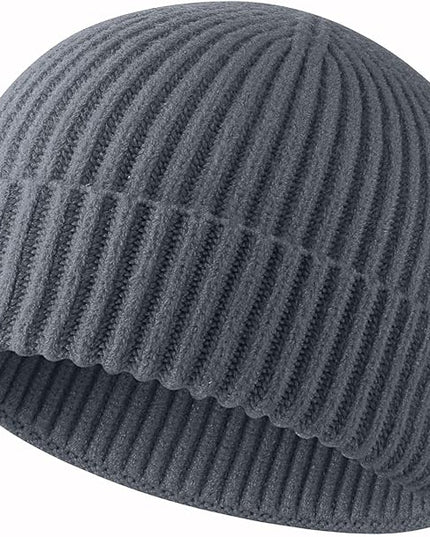 ROYBENS Swag Wool Knit Cuff Short Fisherman Beanie for Men Women, Winter Warm Hats