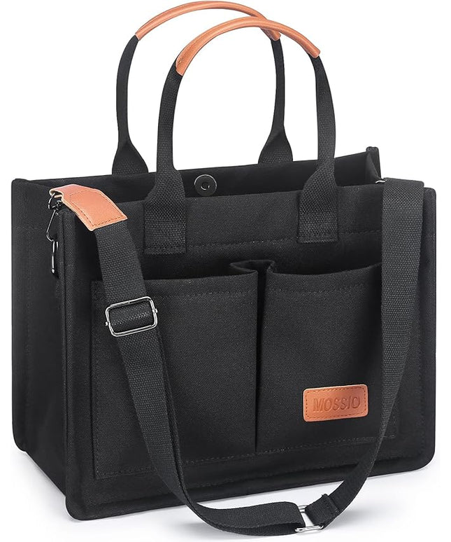 Mossio Large Canvas Tote Bag for Women with Pockets - Laptop Crossbody Work Tote Bag Everyday Bag Shoulder Purse Handbag