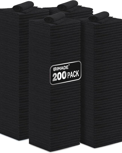 Microfiber Cleaning Cloth, 200 Pack Microfiber Towels for Cars Reusable Shop Rags Bulk Lint Free Cleaning Towels for Car Kitchen Automotive Bar Mechanic Restaurant Garage, 11.5"x 11.5", Black