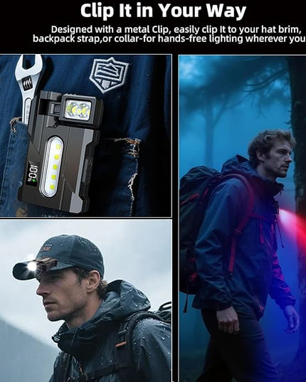 2026 Rechargeable EDC Flashlight with Rotable Lamp Head, 500 Lumens Super Bright Mini Flashlight, 1500mAh Portable Flat Pocket Flashlights, Magnetic Keychain Flashlight for Outdoor Home Emergencies