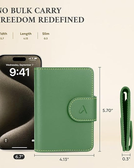 ALLIVE Rfid Passport Holder for Travel Women, Rfid Passport Cover Wallet, Genuine Leather Passport Holder for Travel with AirTag Hidden, Airport Essentials, Travel Gifts (Avocado Green)