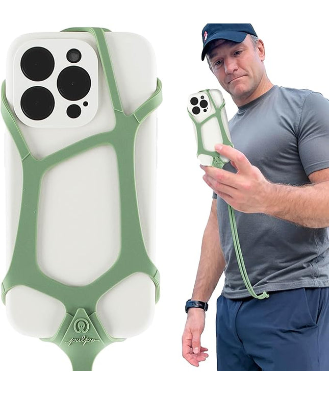 Pulpo Safety Cell Phone Lanyard Green Fits Smartphones 6.1 to 6.8” - Anti Theft Phone Strap for Men & Women, Lanyards for Phones, Hiking Phone Holder & Cellphone Lanyard, Silicone Crossbody Straps