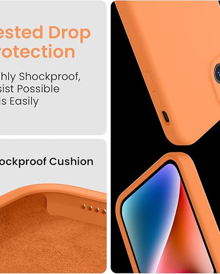 FireNova Designed for iPhone 13 Case, Silicone Upgraded [Camera Protection] Phone Case with [2 Screen Protectors], Soft Anti-Scratch Microfiber Lining Inside, 6.1 inch, Kumquat