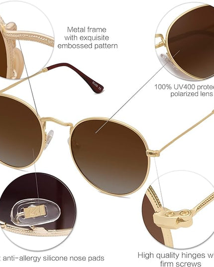 SOJOS Small Round Polarized Sunglasses for Women Men Classic Vintage Retro Shades UV400 SJ1014