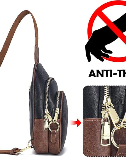 Anti Theft Crossbody Bags for Women Leather Sling Bag Cross Body Travel Purse Chest Bags Fanny Pack Gift Teen Girl