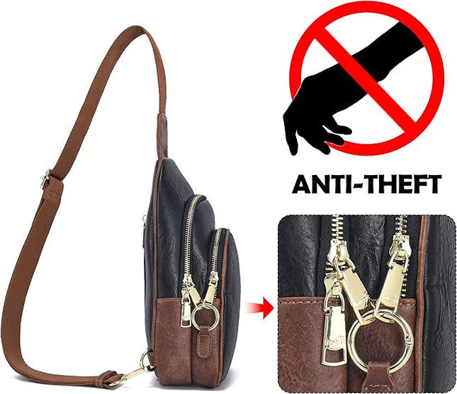 Anti Theft Crossbody Bags for Women Leather Sling Bag Cross Body Travel Purse Chest Bags Fanny Pack Gift Teen Girl
