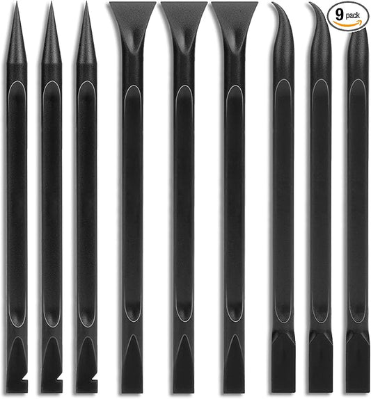 Crevice Cleaning Tool, 9 PCS Carbon Fiber Plastic Scraper Tool Car Detailing Brush Set Non-scratch Multi-purpose Scraper for Clean Small Narrow Spaces and Gaps, Remove Stickers Labels Oil Stains Dirt