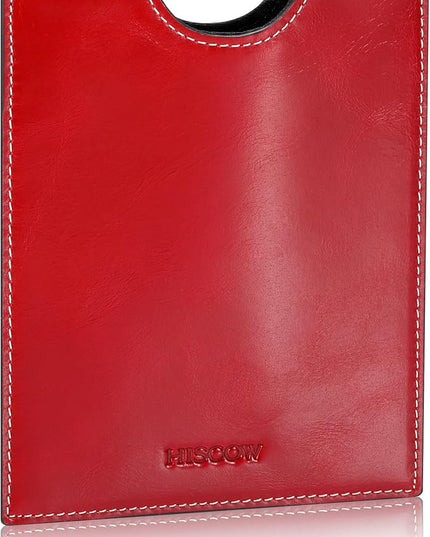 HISCOW Minimalist Passport Sleeve - Italian Calfskin (Antiqued Red)