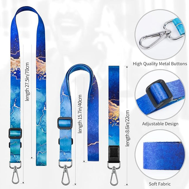 Phone Lanyards, Wrist Lanyards for Keys, Adjustable Shoulder Neck Strap,Universal Crossbody Cell Phone Lanyard for ID Badges,Card Holder, Car Key, and Most Smartphones (Blue Marble)