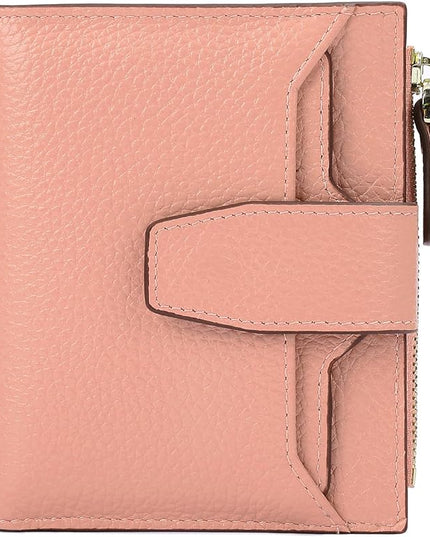 AINIMOER Women's RFID Blocking Leather Small Compact Bi-fold Zipper Pocket Wallet Card Case Purse with id Window