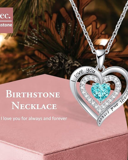 REDBEE Necklaces for Women Birthstone Heart Necklace Jewelry for Wife Girlfriend Woman Necklace