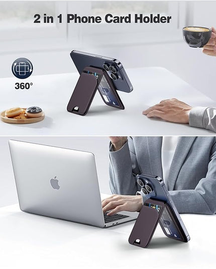 Mag-Safe Wallet Strongest Magnetic Lightweight Phone Wallet Stand Adjustable Leather Card Holder for iPhone 17/16/15/14/13/12 Series, Not for iPhone 13/12 Mini (Purple)