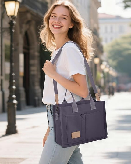 Canvas Tote Bag for Women Crossbody Work Purse with Pockets Top Handle Handbag Satchel Bags for Travel Nurse Teacher