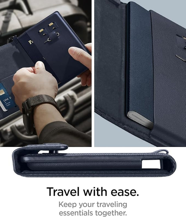 Spigen Life for Passport Card Cover Holder with RFID Blocking Technology Wallet Travel Documents Organizer Protector Accessories, SIM Card Pin Included