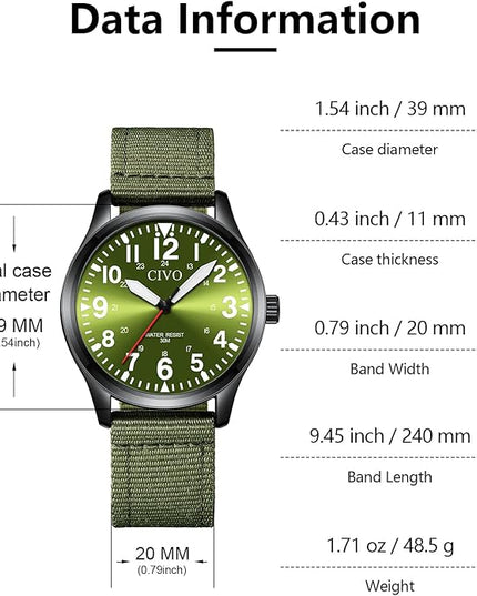 CIVO Analog Wrist Watches for Men: Waterproof Stainless Steel Mens Watches - Silver Watch with Easy Read Dial Men's Watch for Gift