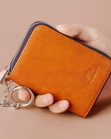 FurArt Zipper Wallet Women, RFID Blocking Credit Card Wallet, Business Card Holder, Compact Size KeyChain Wallet